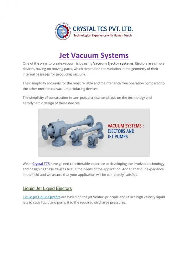 Jet Vacuum Systems