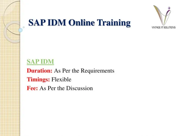 SAP IDM Course Content PPT