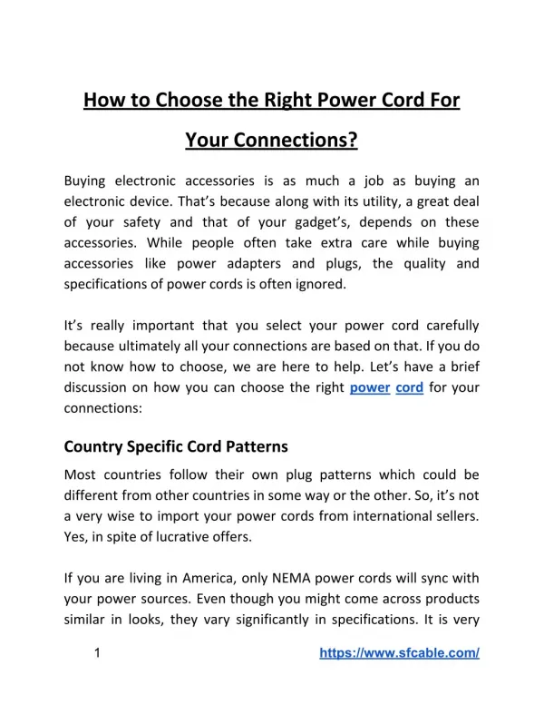 How to Choose the Right Power Cord For Your Connections?