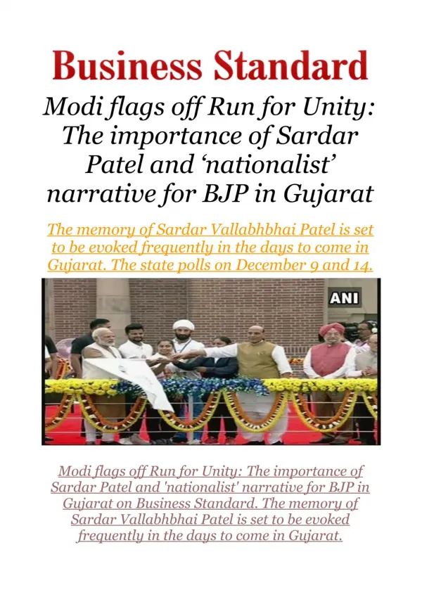 Modi flags off Run for Unity: The importance of Sardar Patel and 'nationalist' narrative for BJP in Gujarat