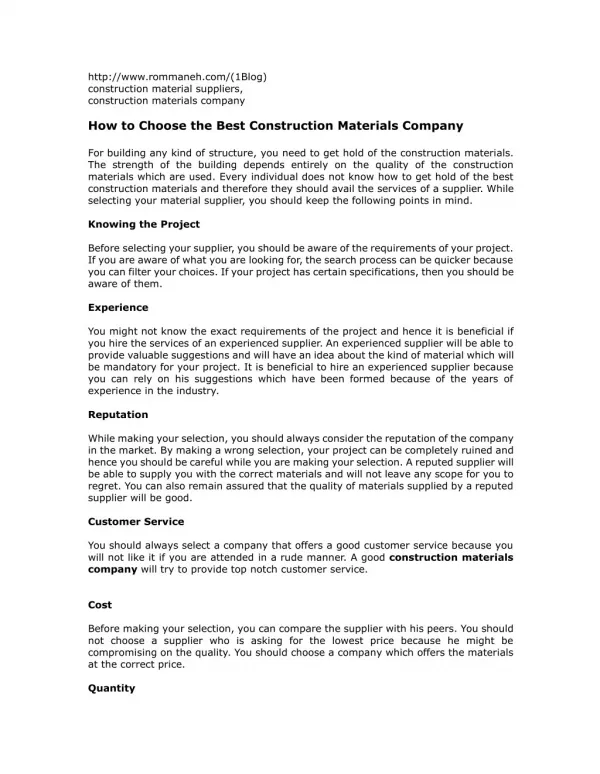 How to Choose the Best Construction Materials Company