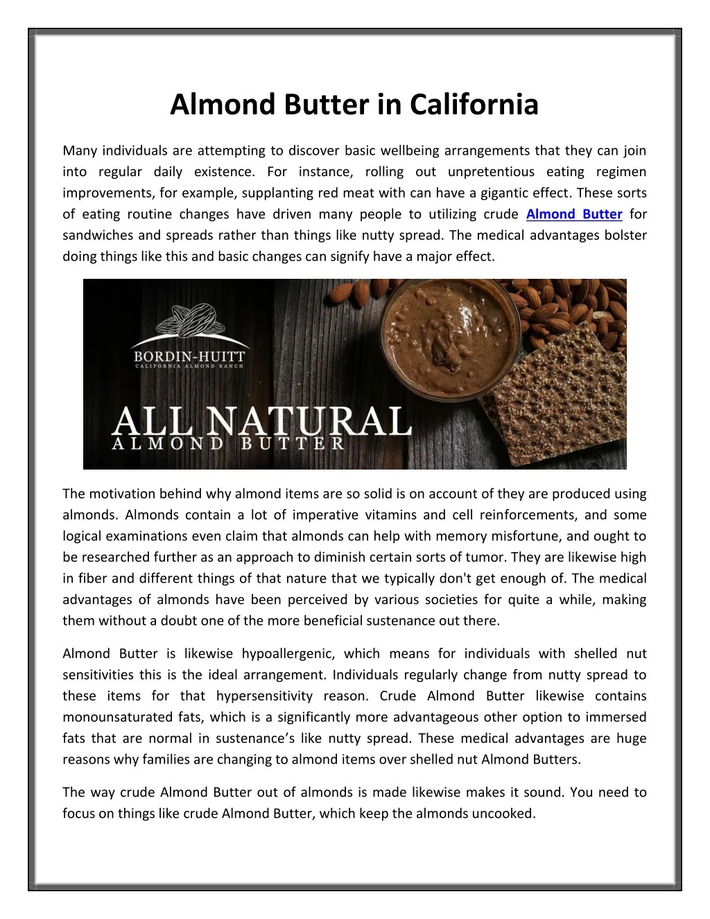 almond butter in california