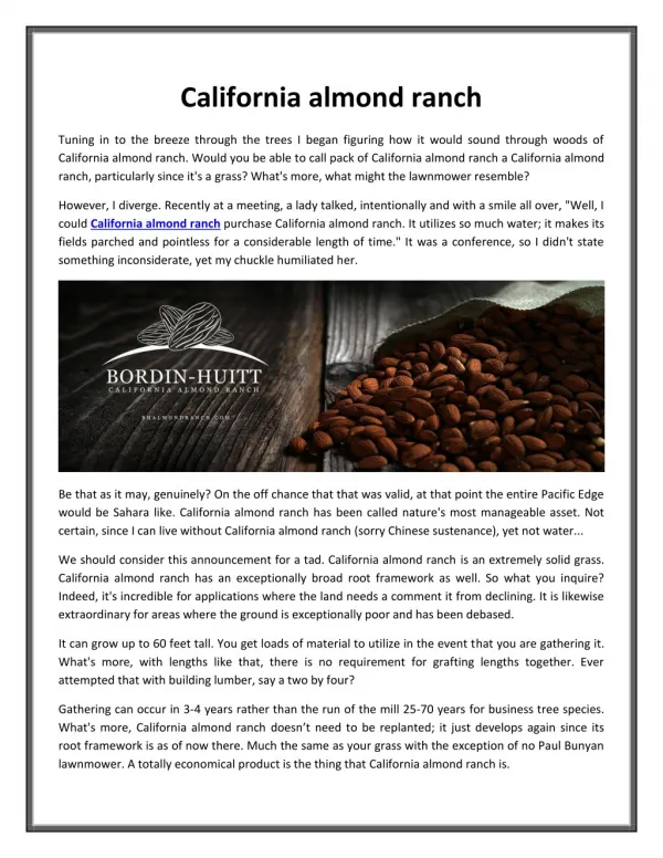 california almond ranch