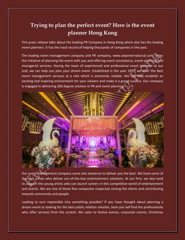 Trying to plan the perfect event? Here is the event planner Hong Kong
