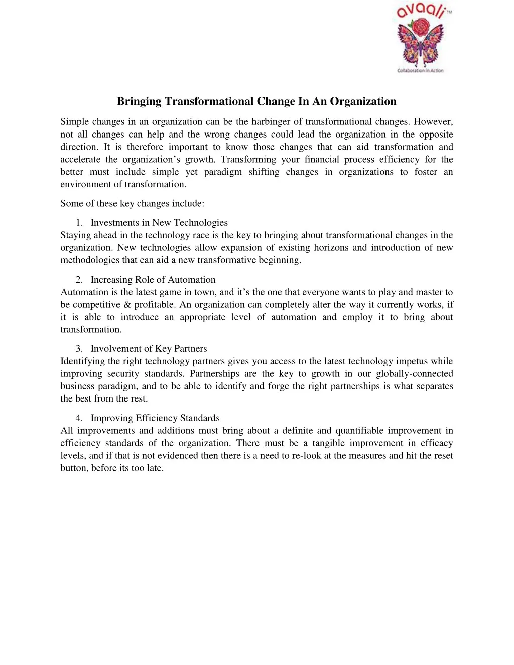 bringing transformational change