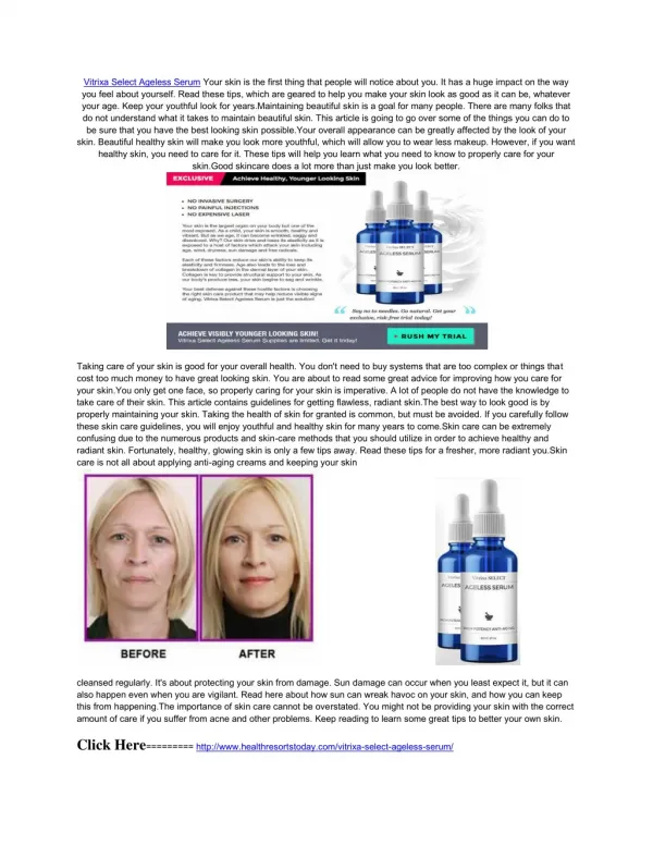 Vitrixa Select Ageless Serum When