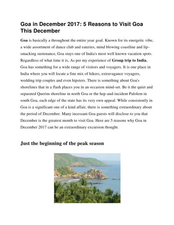 Goa in December 2017: 5 Reasons to Visit Goa This December