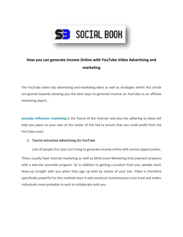 YouTube Influencer Marketing | YouTube Channels Stats | Socialbook.io