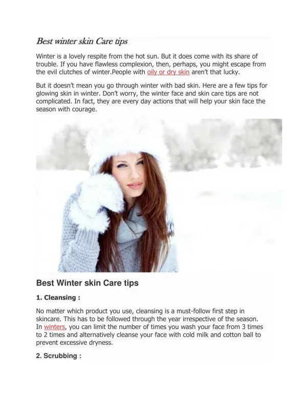 Best Winter skin Care tips