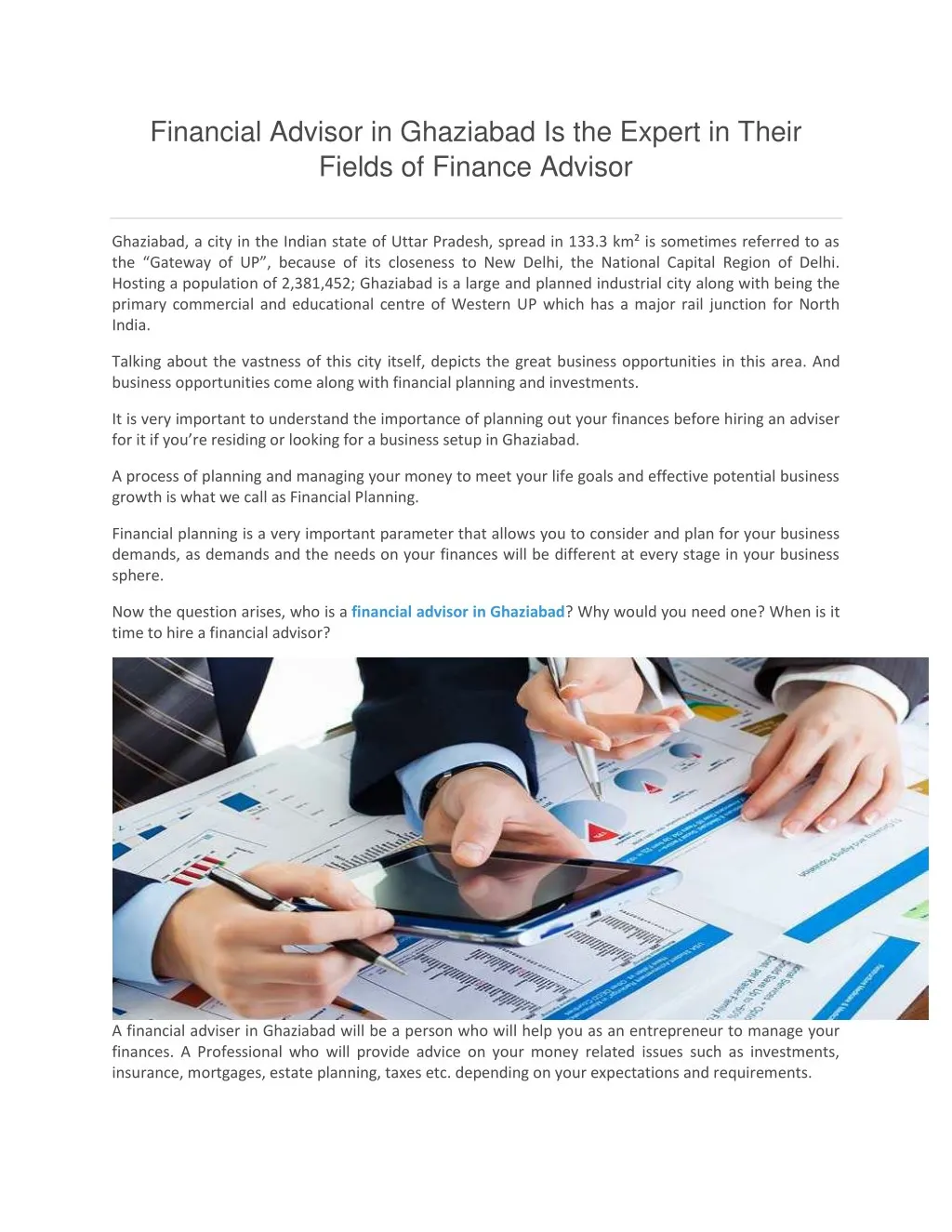 financial advisor in ghaziabad is the expert