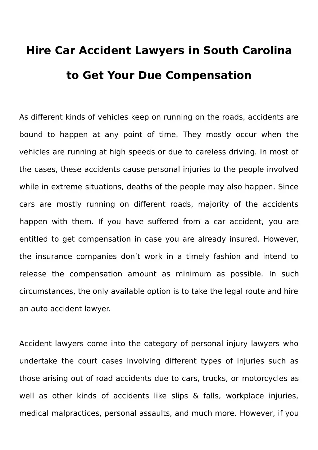 hire car accident lawyers in south carolina