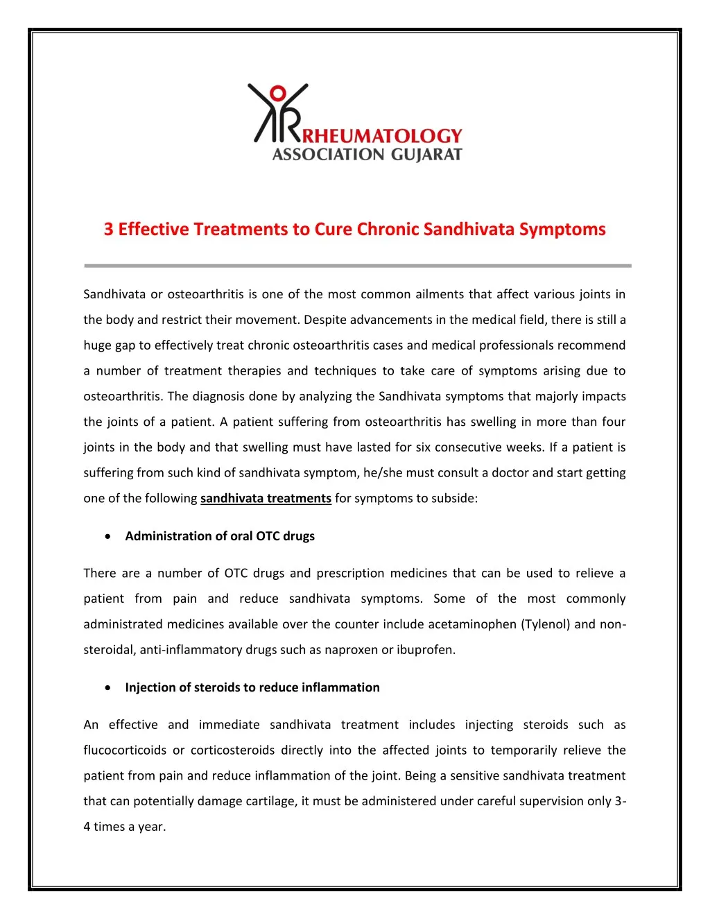 3 effective treatments to cure chronic sandhivata
