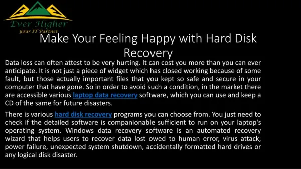 Make Your Feeling Happy with Hard Disk Recovery