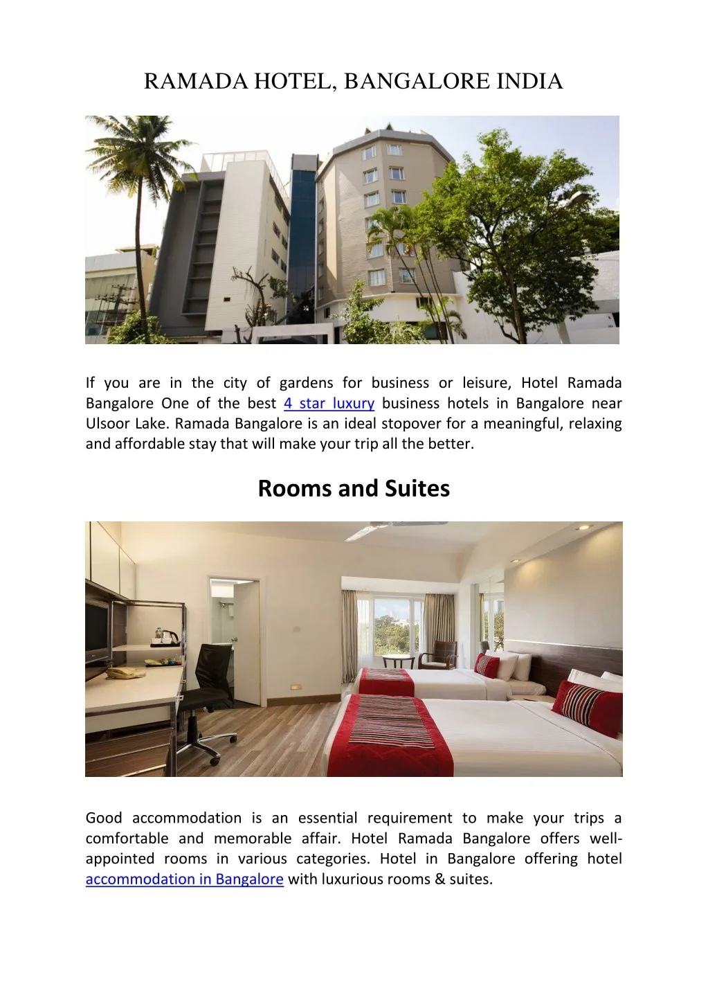 ramada hotel bangalore india