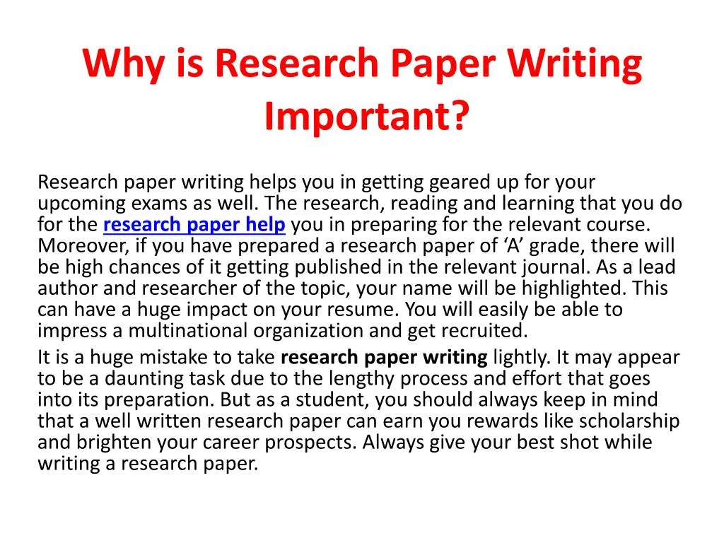 why is research paper writing important