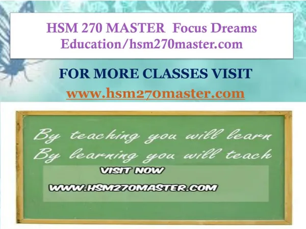 HSM 270 MASTER Focus Dreams Education/hsm270master.com