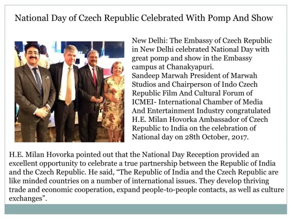National day of czech republic celebrated with pomp and show