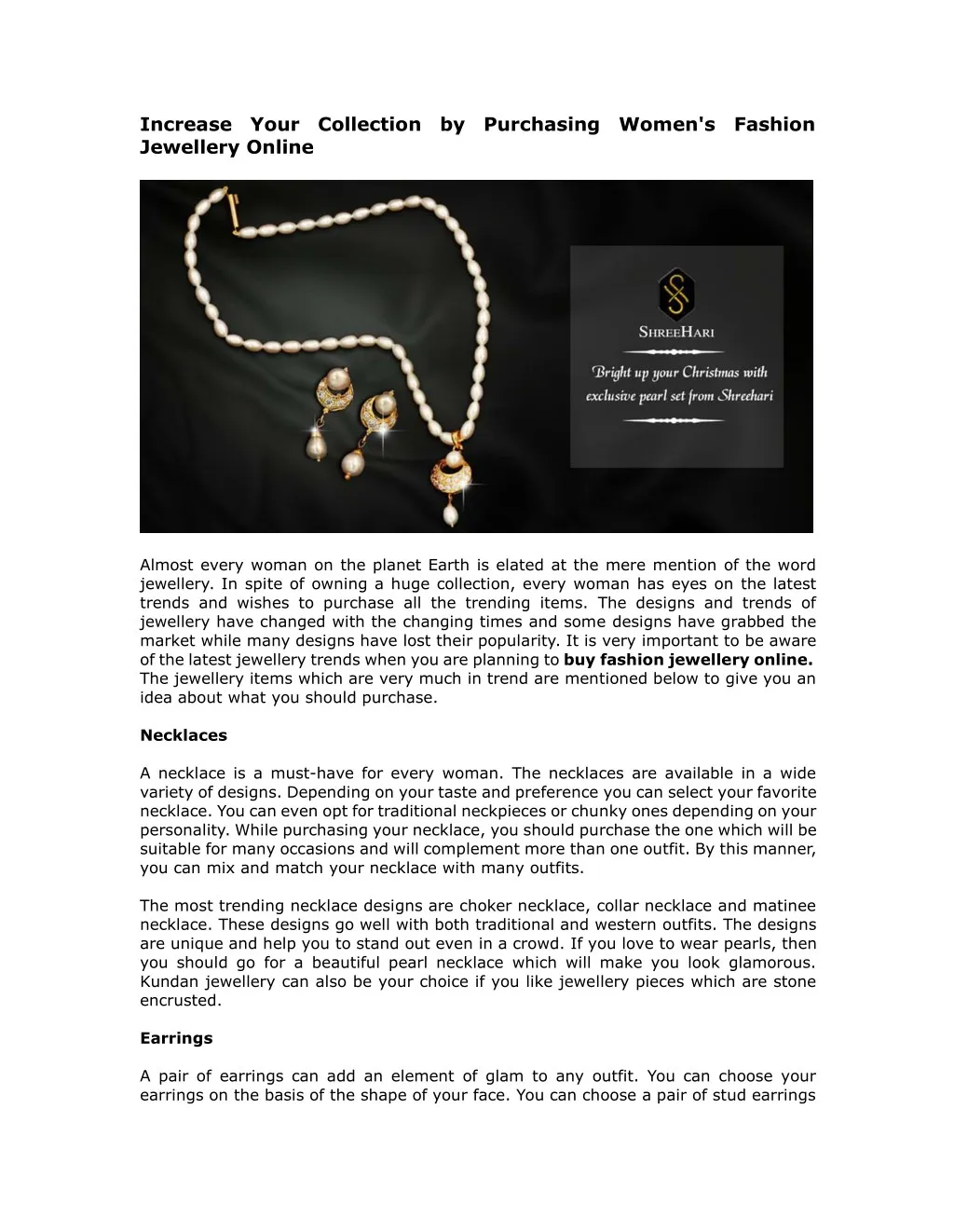 increase jewellery online