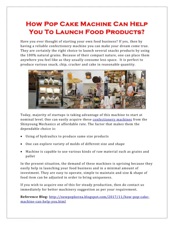 How Pop Cake Machine Can Help You To Launch Food Products?