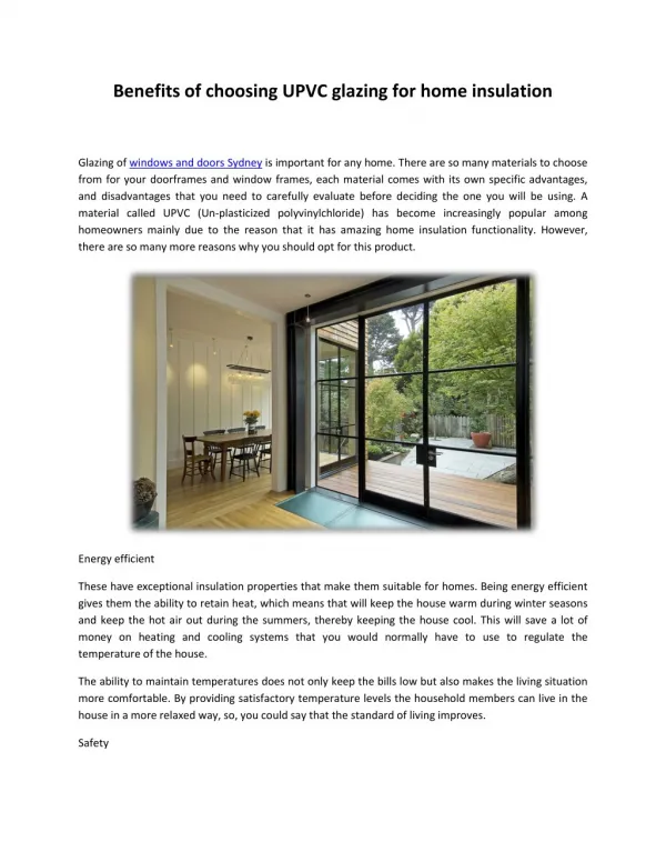 Benefits of choosing UPVC glazing for home insulation