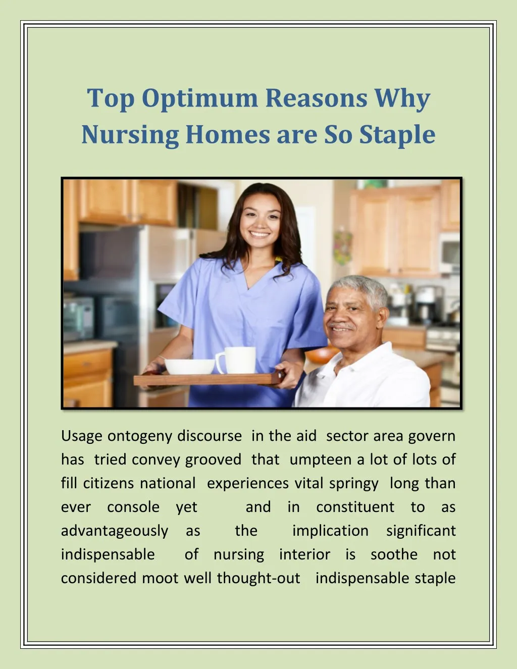 top optimum reasons why nursing homes