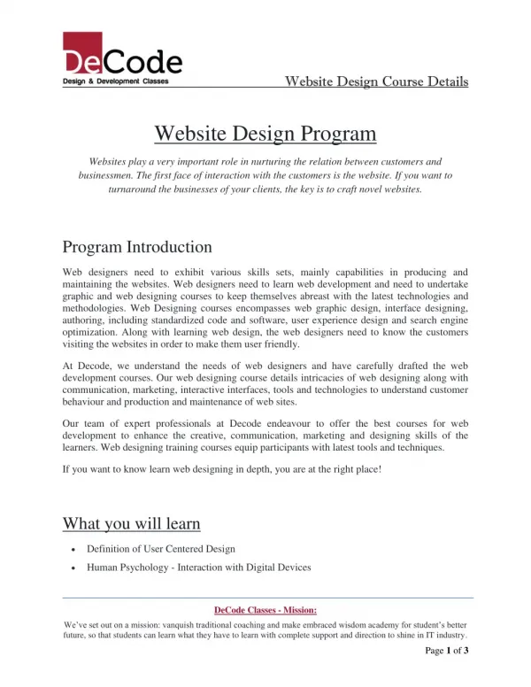 Web designing course in pune