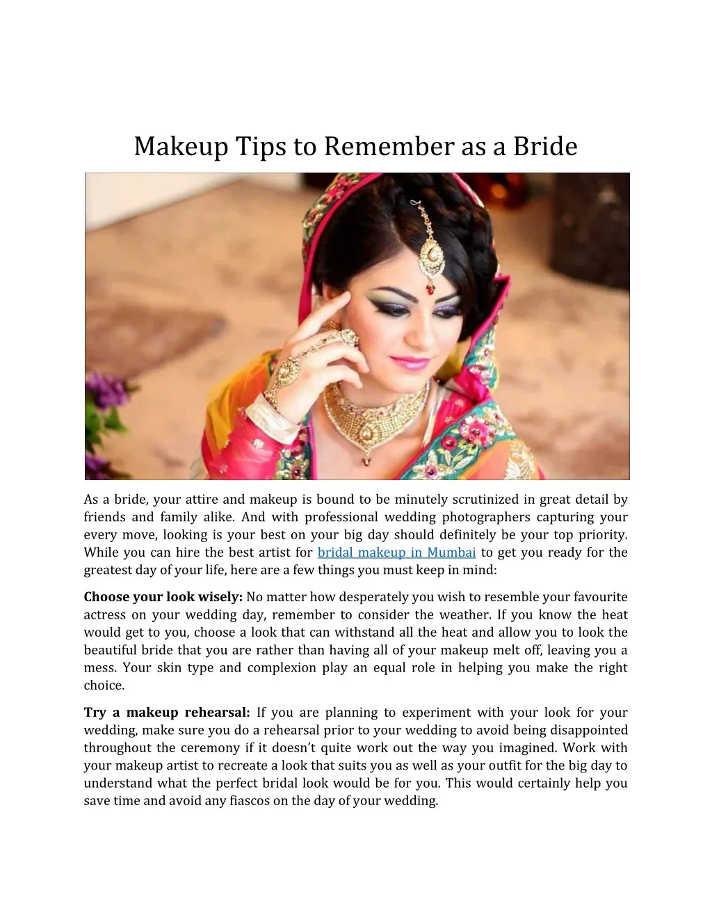 makeup tips to remember as a bride