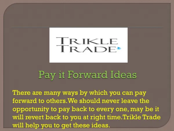 Pay it Forward Ideas