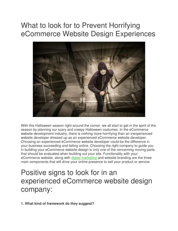 What to look for to Prevent Horrifying eCommerce Website Design Experience