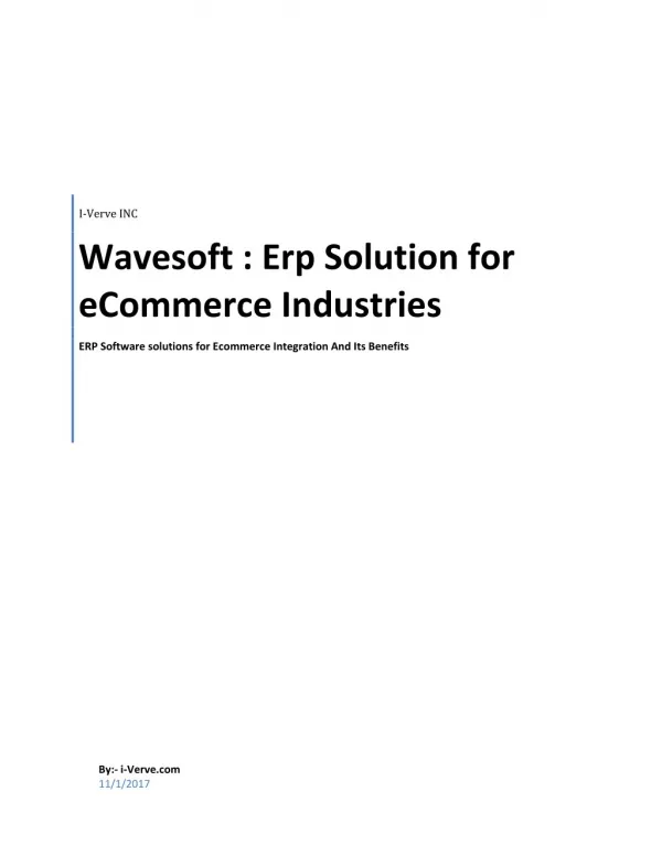 Wavesoft ERP Integration and Solution for eCommerce Industries