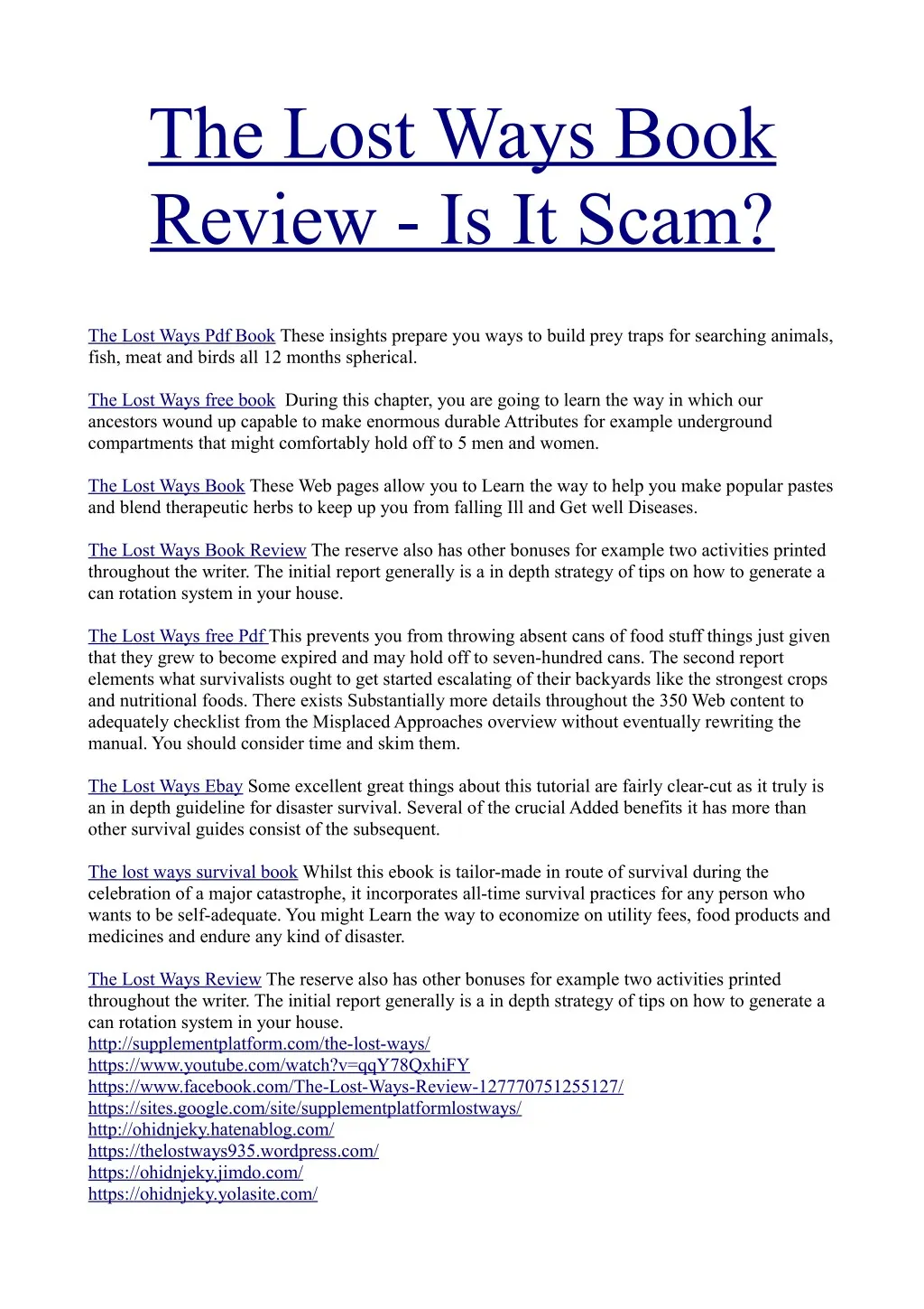 the lost ways book review is it scam