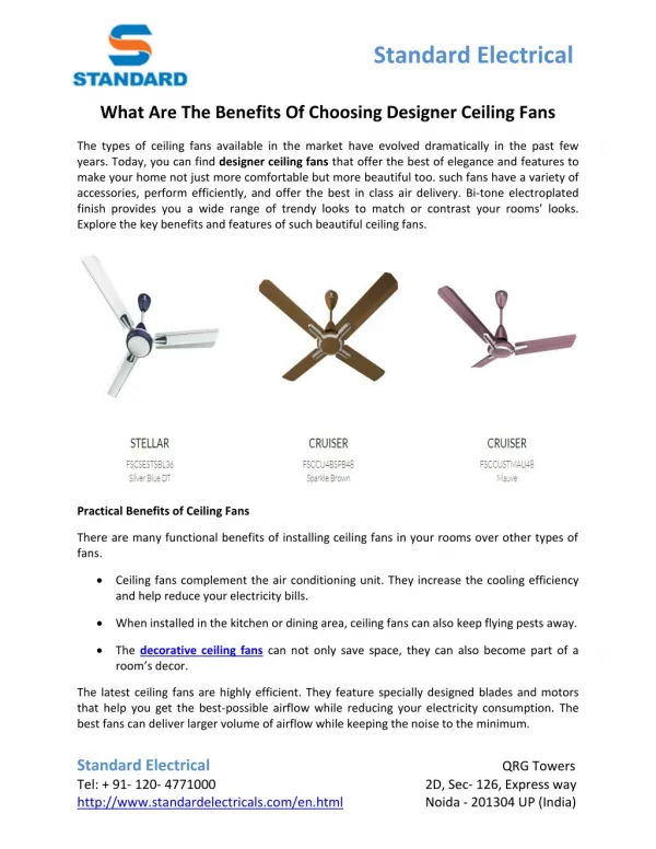 What Are The Benefits Of Choosing Designer Ceiling Fans