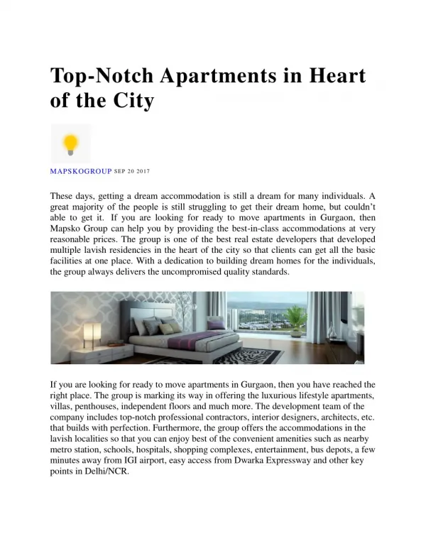 Top-Notch Apartments In Heart Of The City