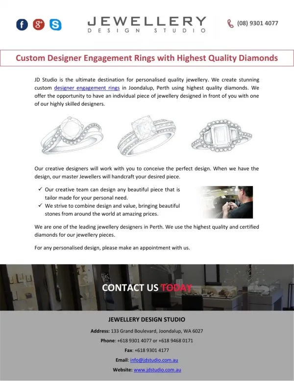 Custom Designer Engagement Rings with Highest Quality Diamonds