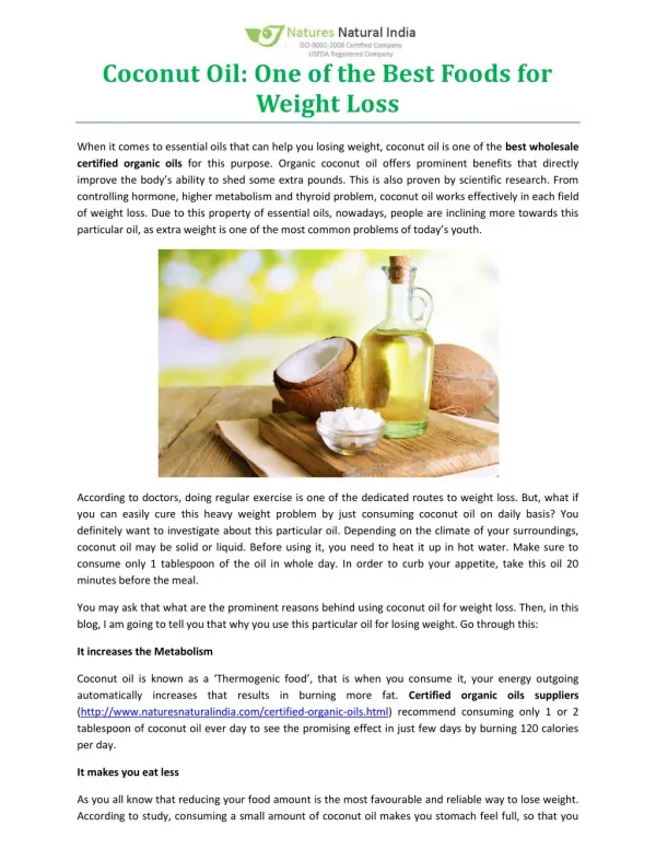 Coconut Oil: One of the Best Foods for Weight Loss