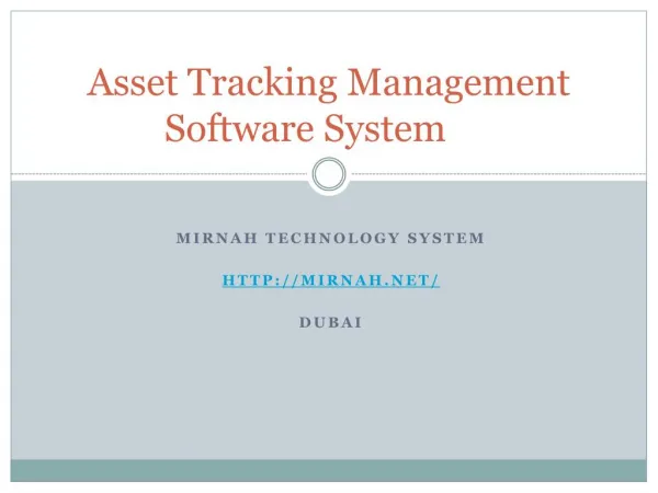 Asset tracking management software system in Dubai