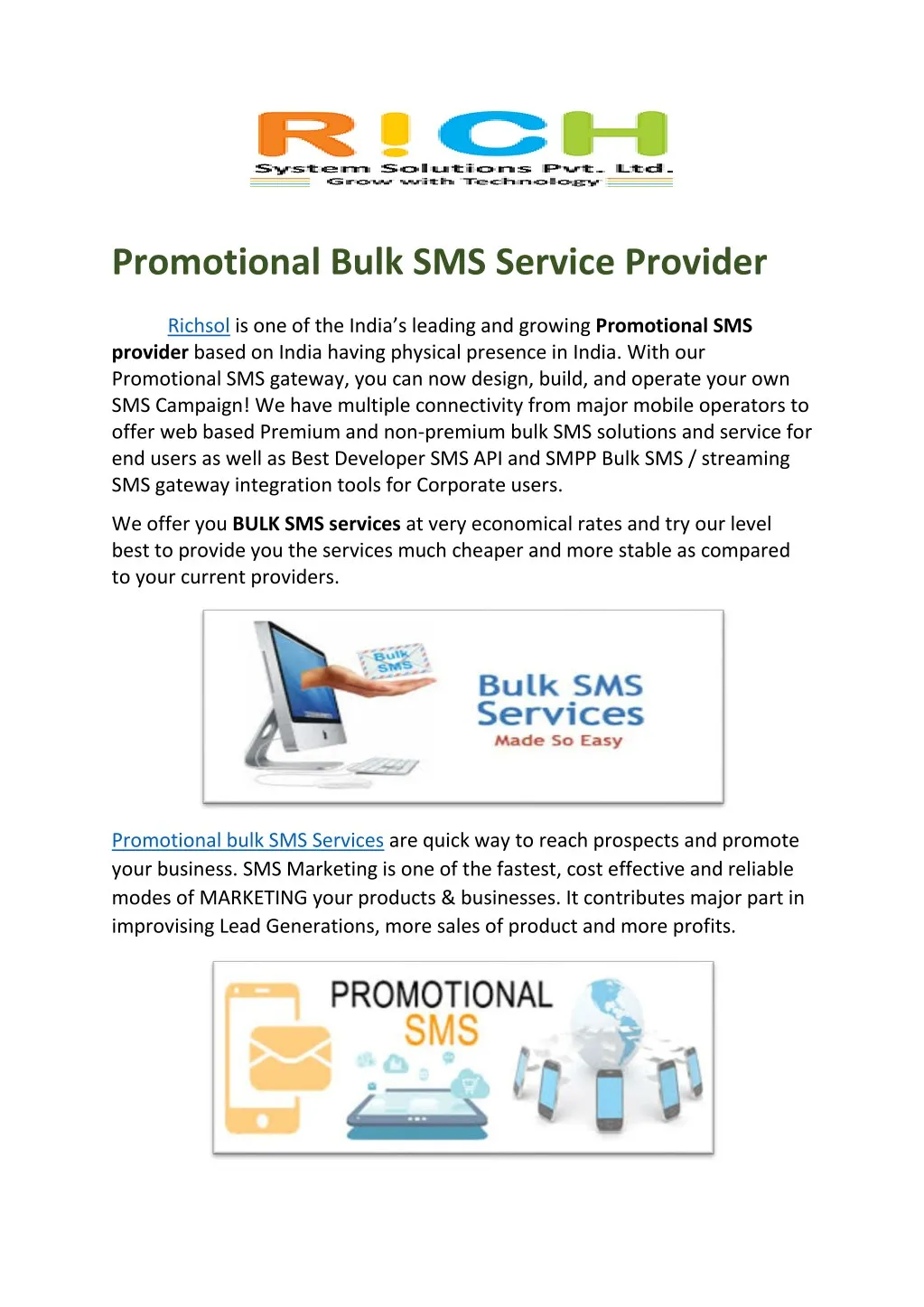promotional bulk sms service provider richsol