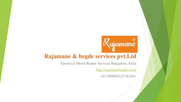 Electrical Motor Repair Services Bangalore, India