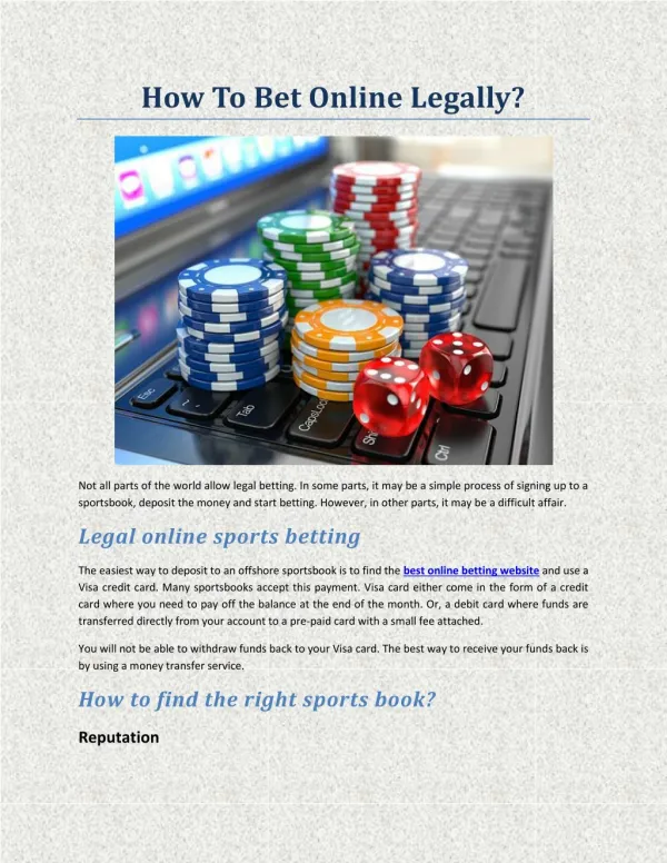 Want to know how To bet online legally?