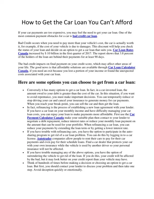 How to Get the Car Loan You Can’t Afford