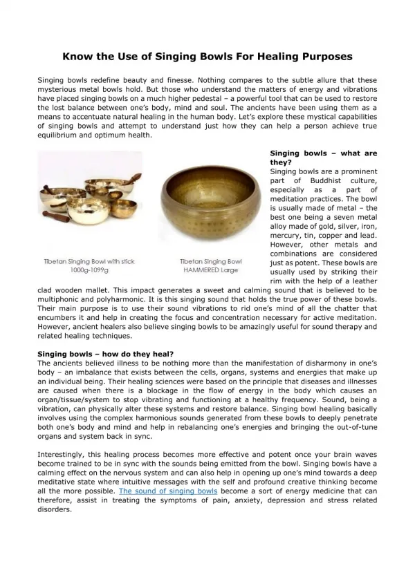Know the Use of Singing Bowls For Healing Purposes