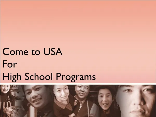 Come to USA For High School Programs