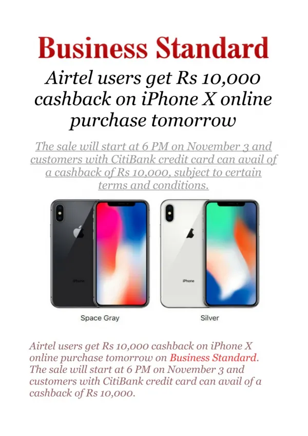 Airtel users get Rs 10,000 cashback on iPhone X online purchase tomorrow