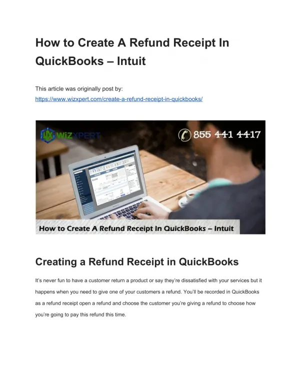 How to Create A Refund Receipt In QuickBooks – Intuit