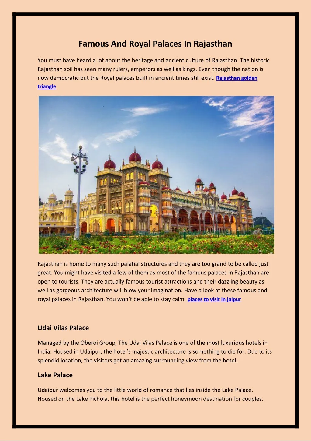 famous and royal palaces in rajasthan