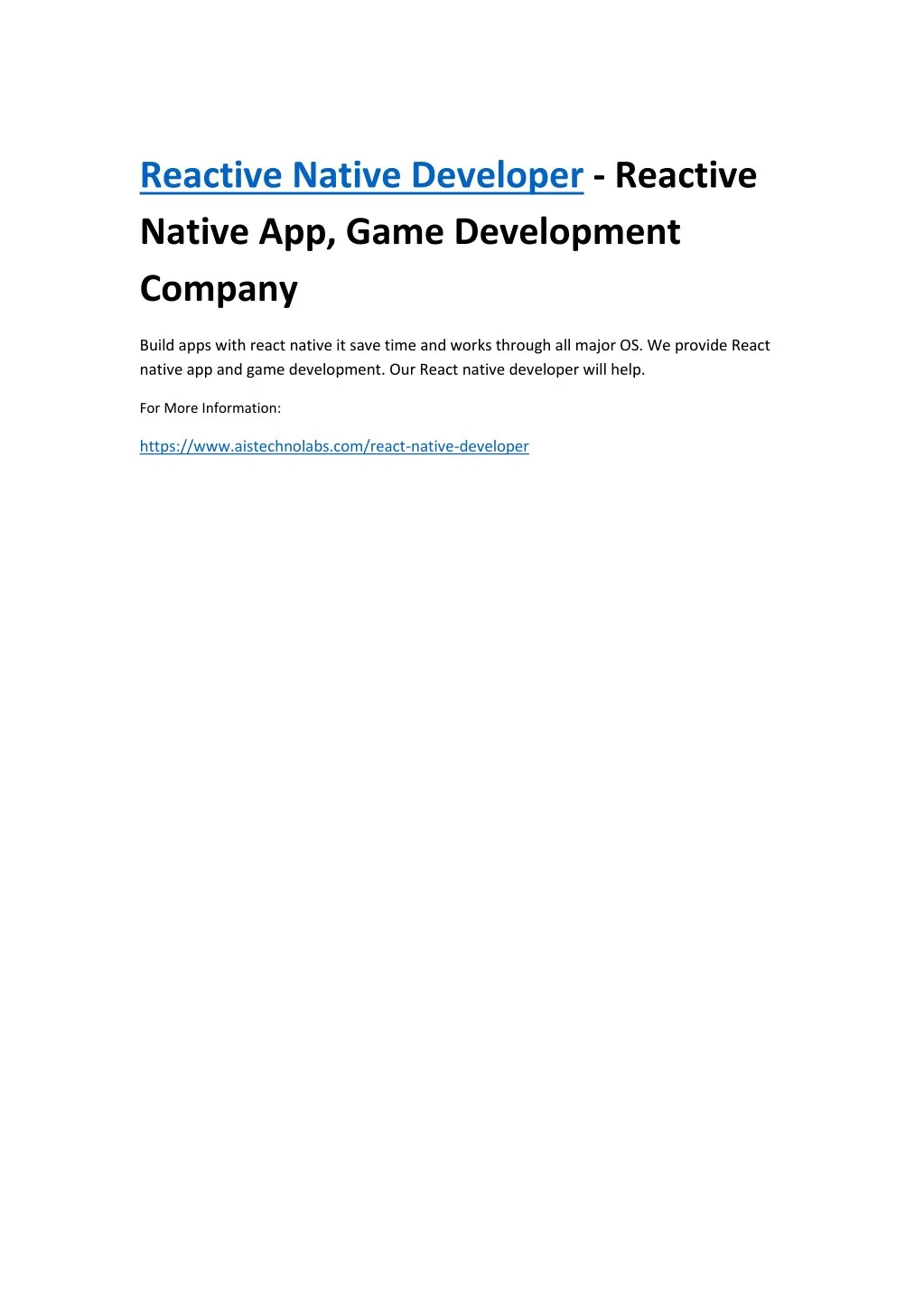reactive native developer reactive native