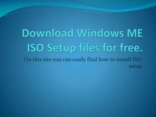 How to Install Windows ME ISO Setup Files?