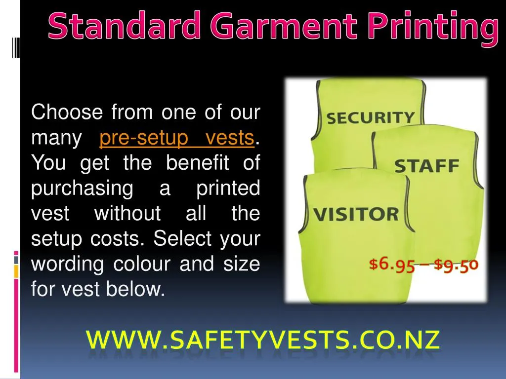 standard garment printing