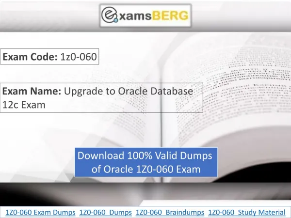 Download Oracle 1Z0-060 Dumps | 1Z0-060 Exam Dumps | Examsberg