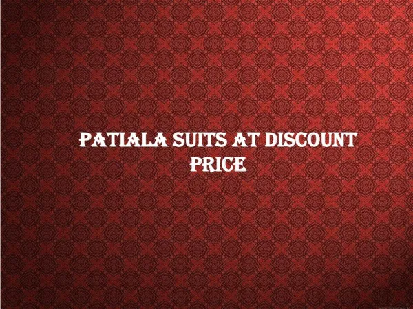 Patiala Suits At Discount Price